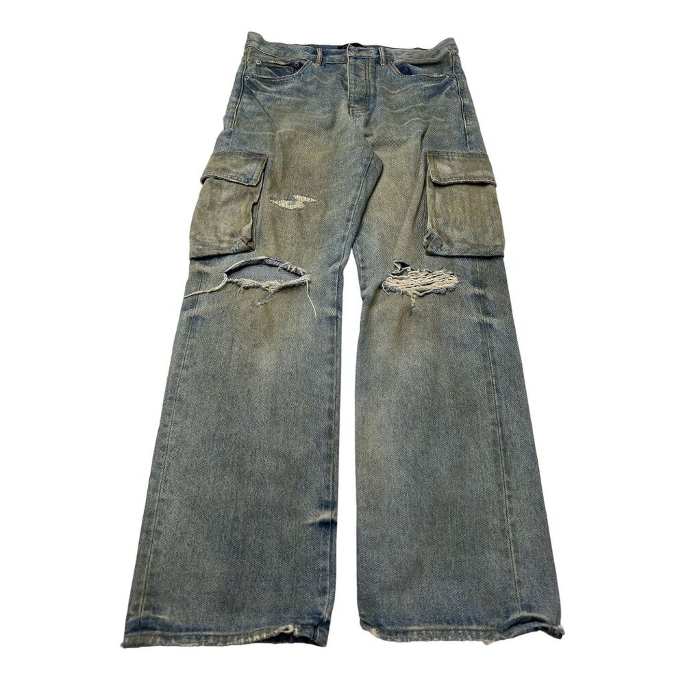 Purple Brand P011 Distressed Cargo Jeans in Blue